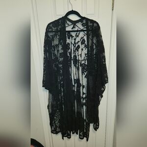 Torrid Black Floral Mesh Cover Up